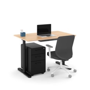 Adjustable Peak Single Desk with Black Legs