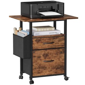 Cellular 2-Drawer File Cupboard with 24” Prolonged Desktop, Rolling Design, Aspect Bag, Material Drawers, Accommodates A4/Letter Measurement Paper, Printer Stand for Residence Workplace, Light-weight