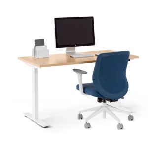 Sequence L 2S Top-Adjustable Single Desk with White Legs