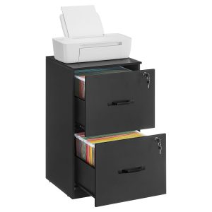 VASAGLE 2-Drawer Lockable File Cupboard with Printer Stand – Workplace Organizer for A4 and Letter Measurement Recordsdata, Ink Black UOFC061B16